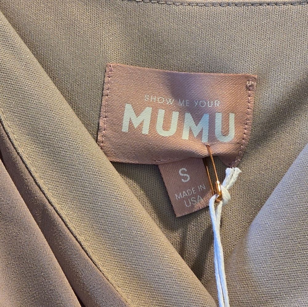Show Me Your Mumu Bridesmaid Party Dress Liz Long side Tie Dune/ Tan NWT Sz S - Picture 7 of 8